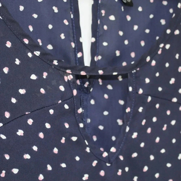 TORRID 3 navy double dot keyhole neckline A line blouse with flutter cap sleeves - Picture 5 of 10